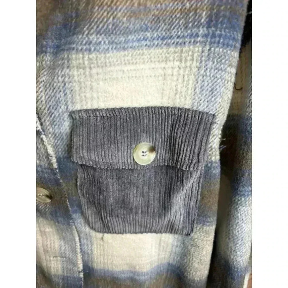 Bohme Plaid Flannel Corduroy Shacket Jacket Distressed Soft Size S - Picture 2 of 7